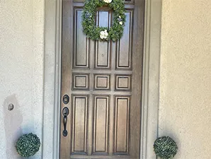 Vibrant exterior door painting by Plata Painting company Roseville CA